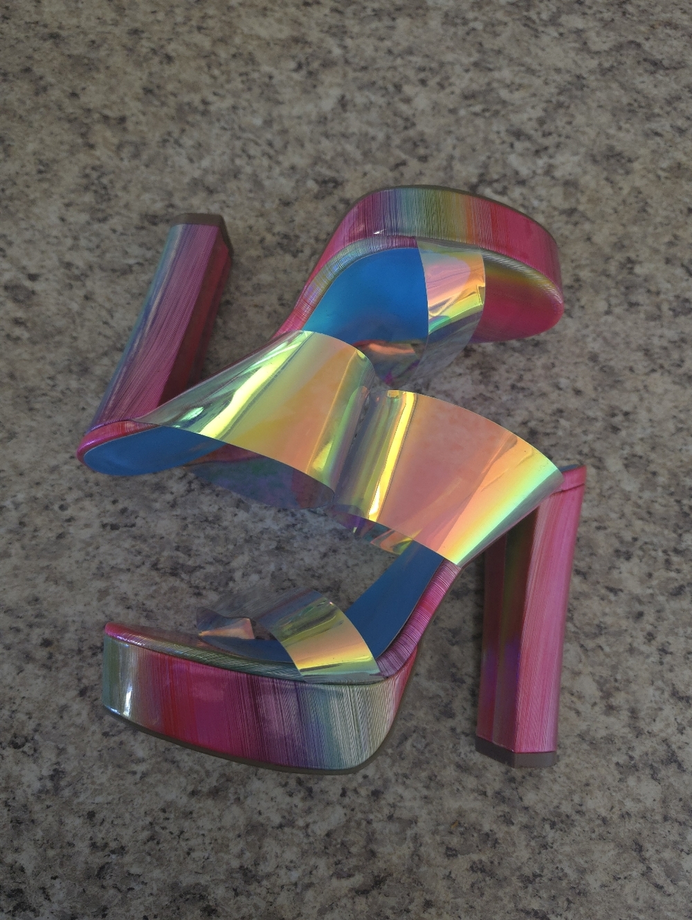 Iridescent Rainbow Platform High Heel Sandals - Women